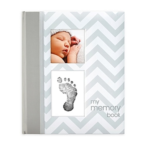 Pearhead Chevron "My Record Book" Baby Book in Grey