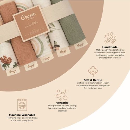 Parker 5-pc. Cotton Baby Washcloth Set (Pink Floral) - Crane Baby | Maisonette