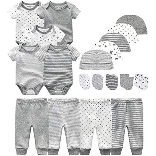 Kiddiezoom Unisex Baby Layette Essentials Giftset Clothing Set 19-Piece For Newborn Baby