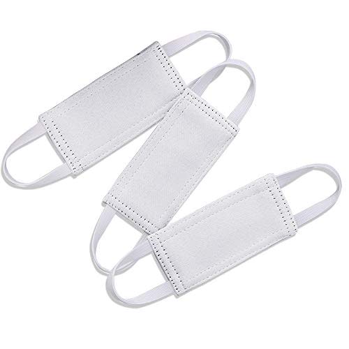 Quiet Door Closer for Baby - Nursery Door Silencers Latch Cover Made by Fabric Solid Strong Elastic Straps Door Covers for Universal Fits, Standard Size, Greyish White, Set of 3