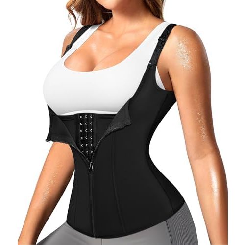 Nebility Waist Trainer for Women Corset Shapewear with Zipper Women's Waist Cincher Tank Top with Adjustable Straps