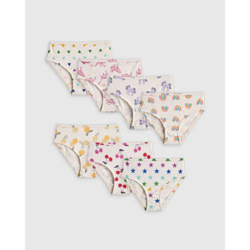 Girls 100% Organic Cotton Brief 7-Pack - Kid Girl in Girl Multi Pack