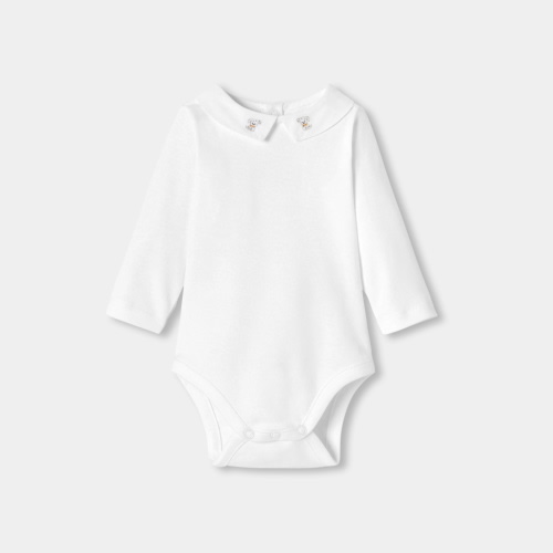 Baby boy long-sleeved cotton bodysuit - Jacadi white | Jacadi Paris