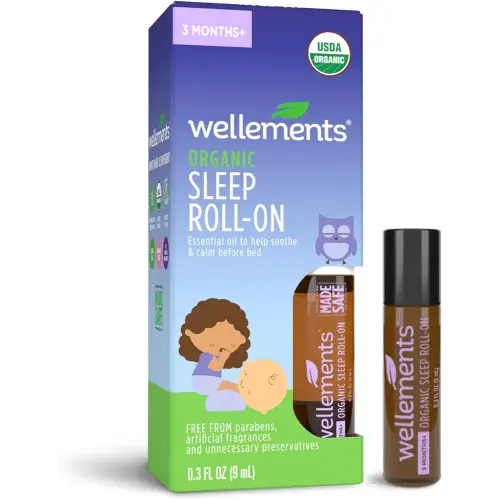 Wellements Organic Sleep Roll On for Babies and Kids | Calming & Soothing 100% Pure Essential Oils for Bedtime | Made with Organic Lavender & Chamomile | No Melatonin | 0.3 Fl Oz. | 3 Months+