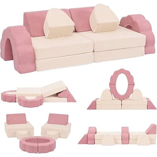 Kids Couch 10PCS, Modular Kids Play Couch, Multifunctional Foam Toddler Sofa, Imaginative Convertible Play Sofa for Playroom(Medium Size)