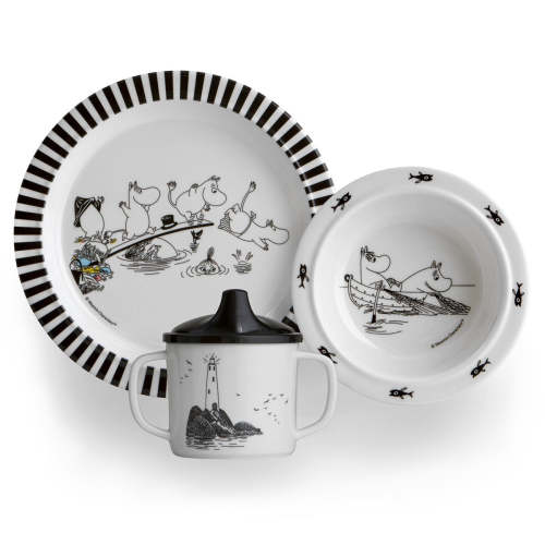 Moomin White / Black Children's Tableware Boxed Gift Set - Finnish Gifts for Kids – FinnStyle