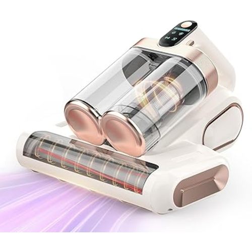 Mattress Vacuum Cleaner Cordless 16Kpa Bed Handheld Vacuum, Vacuum Cleaner with 253.7nm UV-C Light,HEPA Filter & Ultrasonic, Portable Vacuums for Bed Sofa Couch Crib Gifts for women men her white