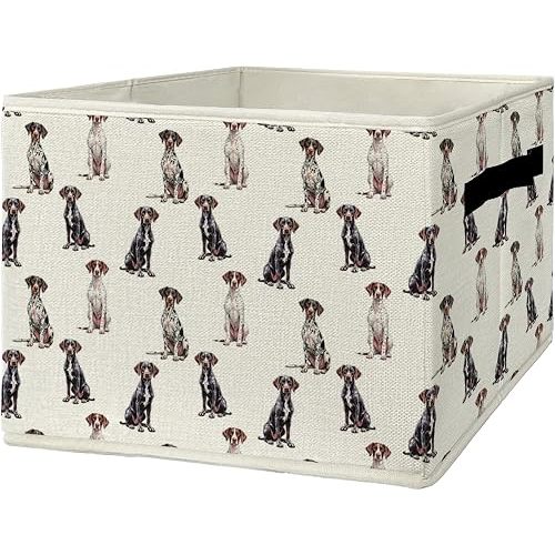 German Shorthaired Pointer Gifts Storage Bins & Boxes with Handles,Dog Foldable Basket for Organizing Dog Lovers Collapsible Storage Laundry Hampers for Bedroom Bathroom Clothes Toys Books