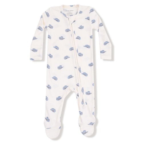 Cowboy Hats Print Rib Footie, 3-6M