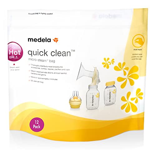 Medela Quick Clean Micro-Steam Bags, 12 Count Sterilizing Bags for Bottles and Breast Pump Parts