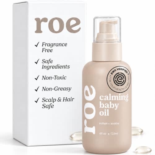Roe Wellness Baby Oil, Unscented & Fragrance Free – Massage Oil for Hair, Scalp & Body, Non-Greasy, Clean Ingredients, Moisturizer for Newborn & Sensitive Skin