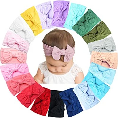 BBGifts 20PCS Baby Girls Headbands Soft Nylon Newborns Headbands 4.5inch Hair Bows Elastic Hairbands Hair Accessories for Newborns Infants Toddlers Girls Kids