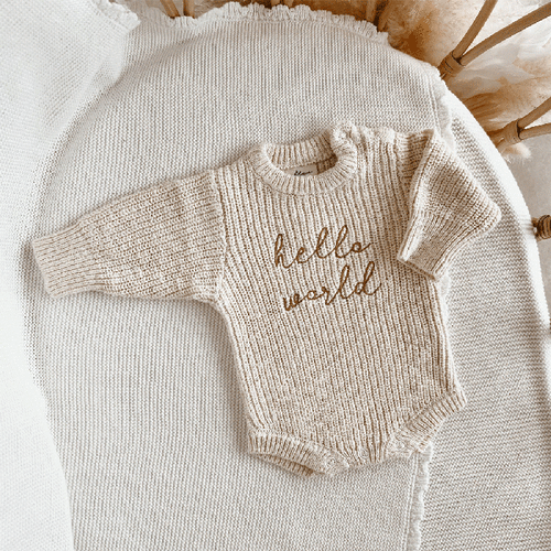 Chunky Knit Embroidered Romper