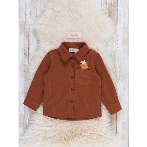 Reindeer Peek-a-boo Pocket Embroidered Shirt
