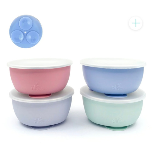 Stainless Steel Bowl with Silicone Suction Sleeve + Lids
