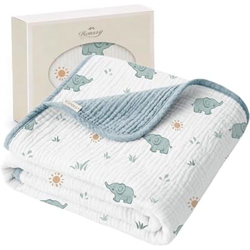 Konssy 100% Cotton Muslin Baby Blanket for Girls Boys, 40"x36"