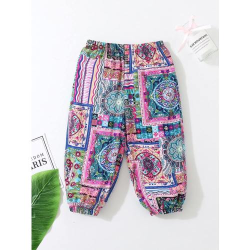 Baby Girl Scarf And Floral Print Jogger Pants | SHEIN USA