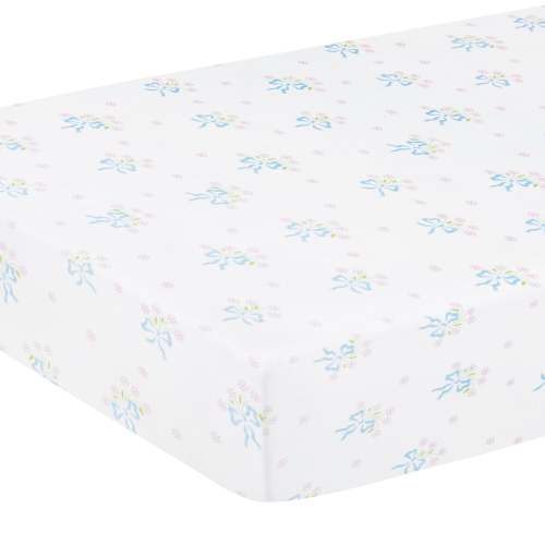 Pima Crib Sheet - Blue Bow Bouquet
