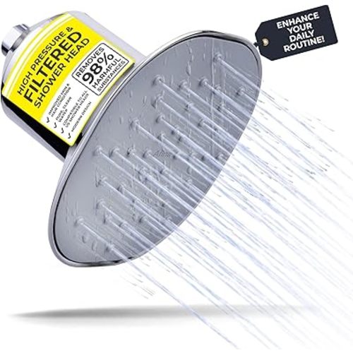 Afina High Pressure Filtered Shower Head - Advanced Filtration for Hair, Skin & Nails - Reduces Itchiness, Blemishes, Dryness - Easy Install & Universal Fit with Long-Lasting Filters - Chrome