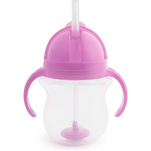 Munchkin Any Angle Sippy Cups for Toddlers, Spill Proof Weighted Straw Cup with Transition Handles for Babies 6 Months and Up, 2 Pack, Blue/Green