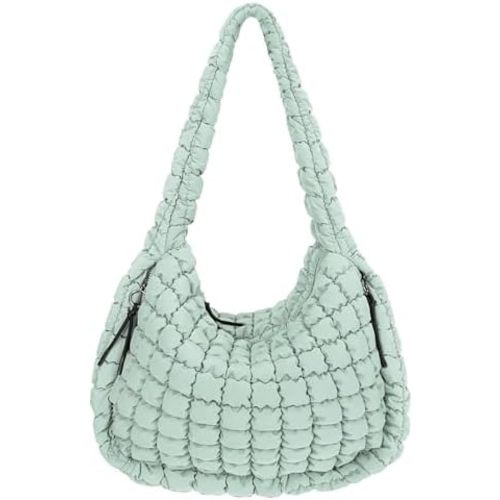 Juoxeepy Quilted Tote Bag Large Carryall Puffer Shoulder Bag Lightweight Padding Hobo Bag
