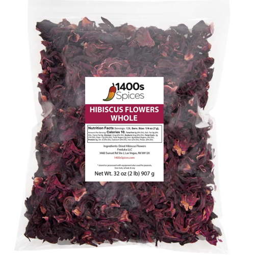 2lb Dried Hibiscus Flower Whole, Flor De Jamaica by 1400s Spices