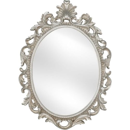 SIMON'S SHOP Vintage Mirror, Oval Wall Mirror 18x13 inch, Antique Silver Mirrors for Wall, Gothic Mirror Wall Decor