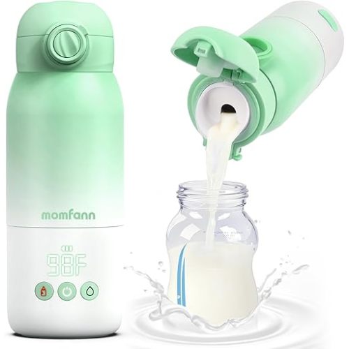 Portable Bottle Warmer for Travel, Dual Heating Modes for Breastmilk & Water, Portable Bottle Milk Warmer with Fast Heating & Long Battery Life, 10 Ounces Large Capacity (Green)