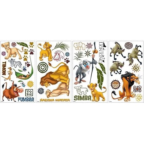 RoomMates Disney The Lion King Peel and Stick Wall Decals, Vinyl, 29 Decals, Made in USA