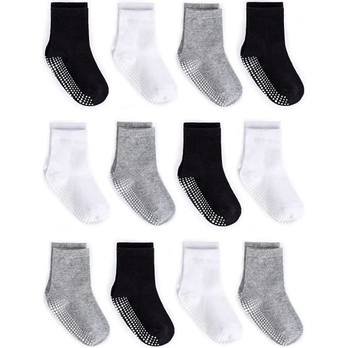 Zaples Grip Crew Socks with Non Slip/Anti Skid Soles for Baby Infants Toddlers Kids Boys Girls