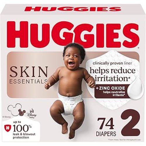Huggies Size 2 Diapers, Skin Essentials Baby Diapers, Size 2 (12-18 lb.), 74 Ct