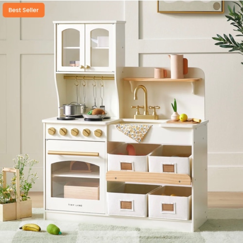 Tiny Land® Wooden Play Kitchen with Storage for Creative Toddlers
