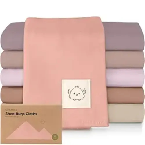 Organic Burp Cloths Baby Boy, Girl - 6-Pack Large 100% Cotton Burping Cloths for Babies, Spit Up Rags, Super Absorbent, Ultra Soft Newborn Rag, Gender Neutral, Machine Washable, Durable (Mauve)