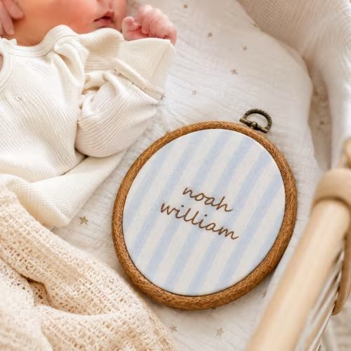 Personalized Embroidered Baby Name Sign, Custom Nursery Hoop Decor, Baby Shower Gift, Newborn Name Announcement, Unique Baby Gift