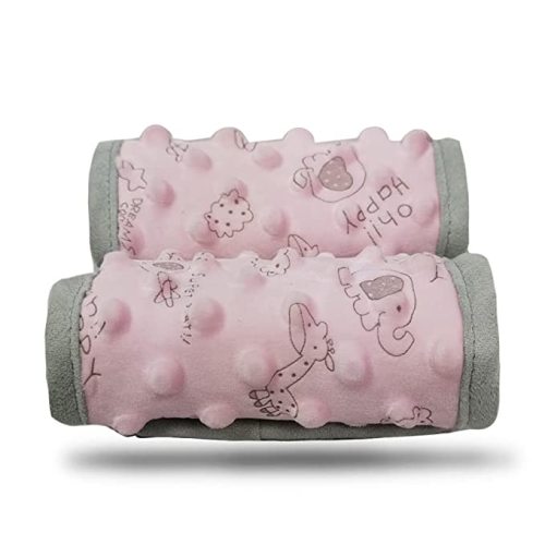 car seat Strap Cover for Baby, seat Belt Cover Cushion, Belt Pads fit Baby Carrier/Pushchair/Stroller, Cozy Peace Dotted Minky, Pink