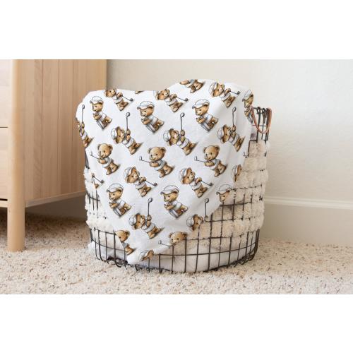 Teddy Bear Golf Baby Blanket - Cozy Baby and Toddler Blanket - Golfing-Themed Nursery Decor - Baby Shower Gift