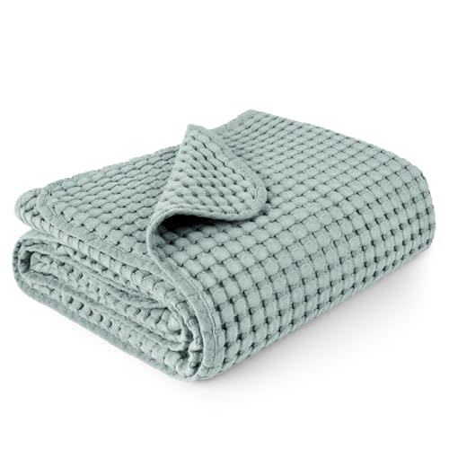 Konssy Waffle Baby Blanket - Soft & Cozy Nursery Swaddle Blanket, Lightweight Toddler Throw for Boys & Girls, Ideal for Wrapping(Light Green)
