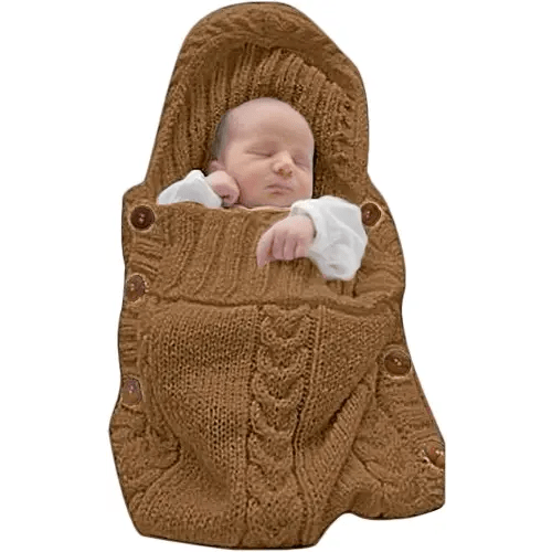 XMWEALTHY Newborn Baby Wrap Swaddle Blanket Knit Sleeping Bag Receiving Blankets Stroller Wrap for Baby (Coffee) (0-6 Month)