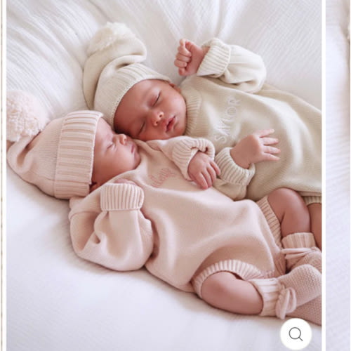 Embroidered Knit Sweater Bubble Romper in Ash | Caden Lane