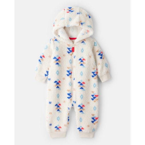 Baby Boy Aztec Sherpa Long-Sleeve Jumpsuit - Cream | Carter's