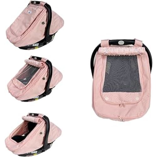 Waterproof Baby Car Seat Cover | Windproof Carseat Cover for Babies | Infant Car Seat Canopy for Boys and Girls | Weather Proof car Cover for All Seasons (Pink)