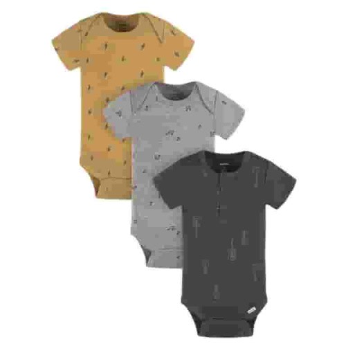 Gerber Baby Boy Casual Cotton Short Sleeve Bodysuits, 3-Pack, Sizes Preemie - 12 Months