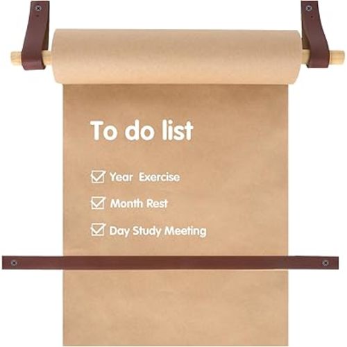 QVEEQ Kraft Paper Dispenser, Wall Mounted Paper Roll Dispenser, Rolling Butcher Paper Holder Hanging Notepad Holder Can Be Used for Wall Decoration, Art Coffee Shop, Restaurant (98ftx0.98ft Paper)