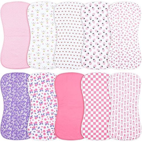 10-Pack Burp Cloths for Baby Boys and Girls - Organic Cotton Baby Burp Cloth,Baby Washcloths, Burp Rags, Large Neutral Burp Clothes for Newborn