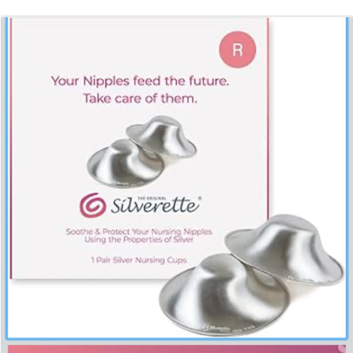 SILVERETTE® The Original Silver Nursing Cups, Nipple Covers for Breastfeeding Essentials, Pure 925 Silver Nipple Shields for Breastfeeding Newborn, Lightweight Nursing Cups, Regular Size