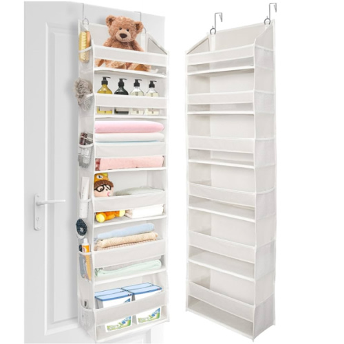ULG Over The Door Organizer with 6 Large Pockets 12 Side Pockets, 50lbs Weight Capacity Door Hanging Organizer for Bedroom, Bathroom, Pantry, Nursery Storage, Beige