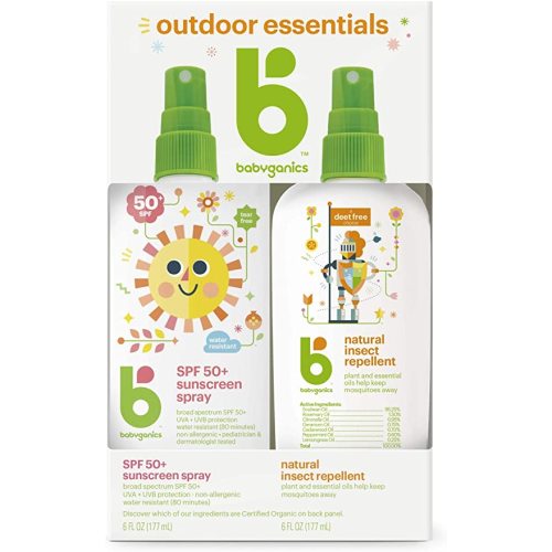 Babyganics 50 SPF Baby Sunscreen Spray and Bug Spray | Octinoxate & Oxybenzone Free | DEET Free, 6oz each, Combo 2 Pack - Bug Repellent - 6 Ounce (Pack of 2)