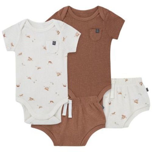 Modern Moments™ by Gerber Baby Neutral 4-Piece Bodysuit and Shorties Set, Horse Barn, 3-6 Months