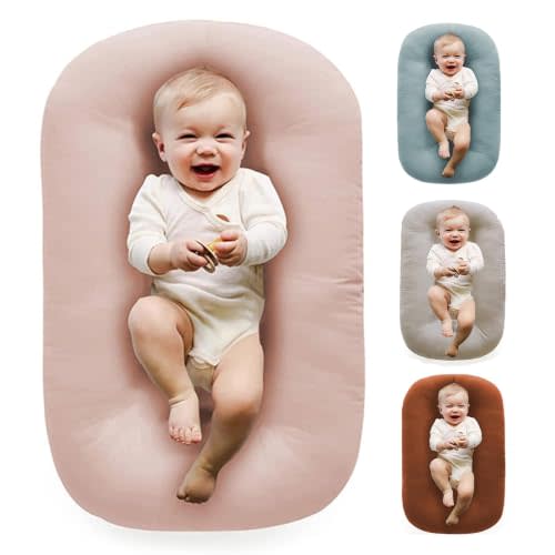 Baby Lounger 0-24 Months 100% Cotton Soft & Breathable(Pink) | Breathable Cotton Fabric,Snuggle Cozy me,Baby play mat,Infant Floor Seat & Loungers,Infant Babies Essentials Gifts