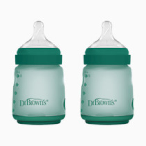 Dr. Brown's Options+ Wide-Neck Silicone Baby Bottles - Green, 5 Oz